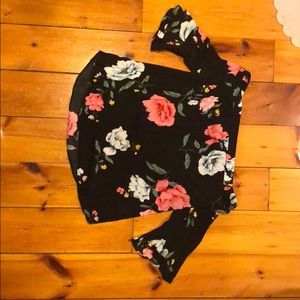 Off the shoulder old navy shirt.